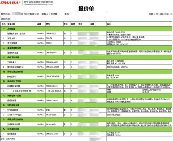 移動機房監控單點報價表