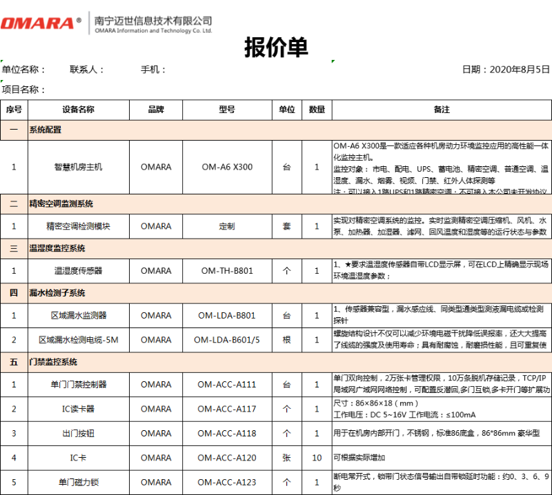 動力及環境監測系統報價明細